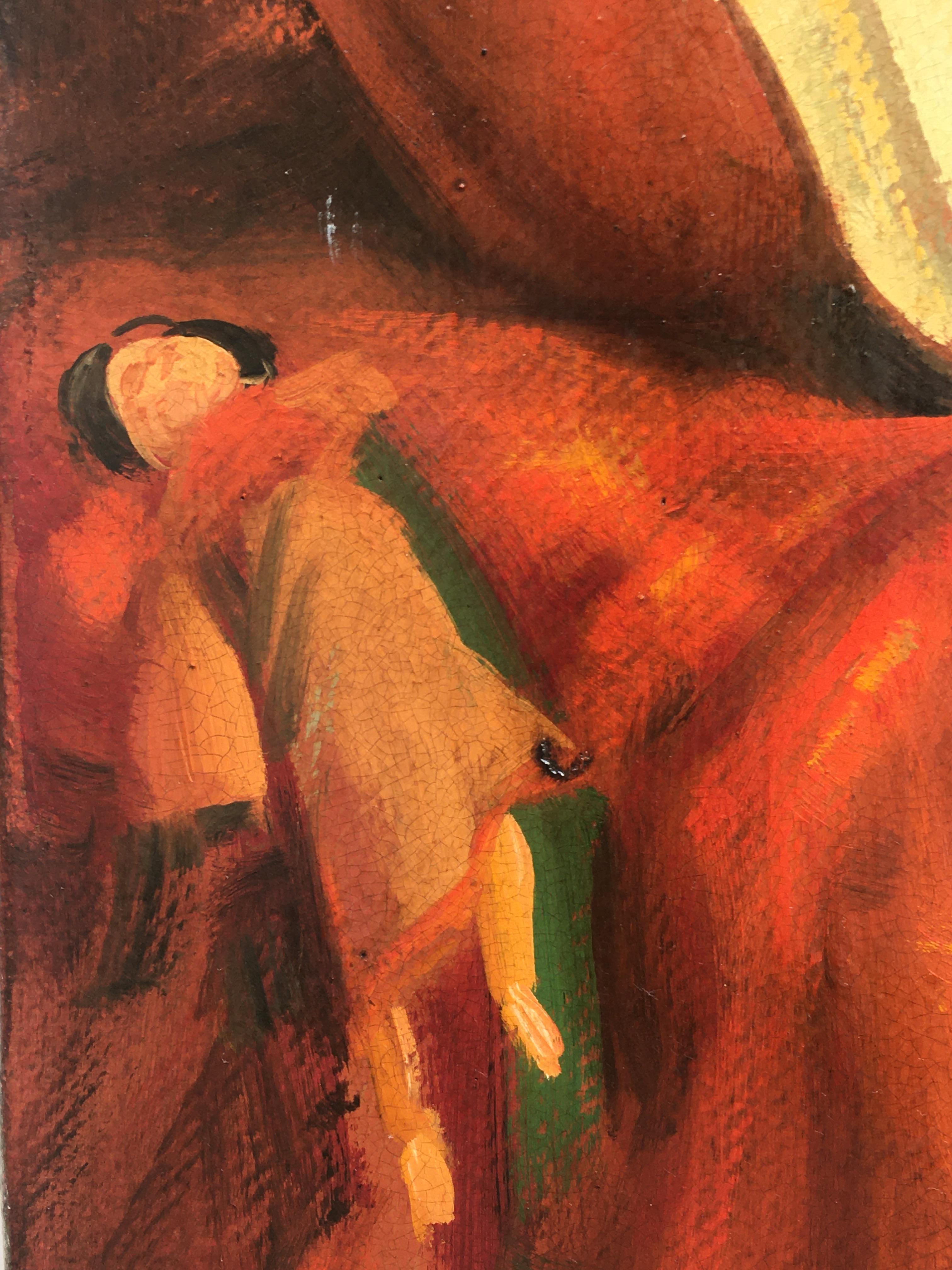 LADY READING - Scuola francese - Pittura figurativa italiana Olio su tela in vendita 1