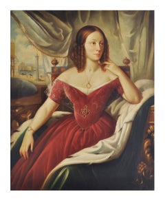 LADY'S PORTRAIT - Venetian School  - Oil on Canvas Italian Figurative Painting
