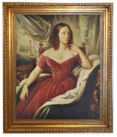 LADY'S PORTRAIT - Venetian School  - Oil on Canvas Italian Figurative Painting 