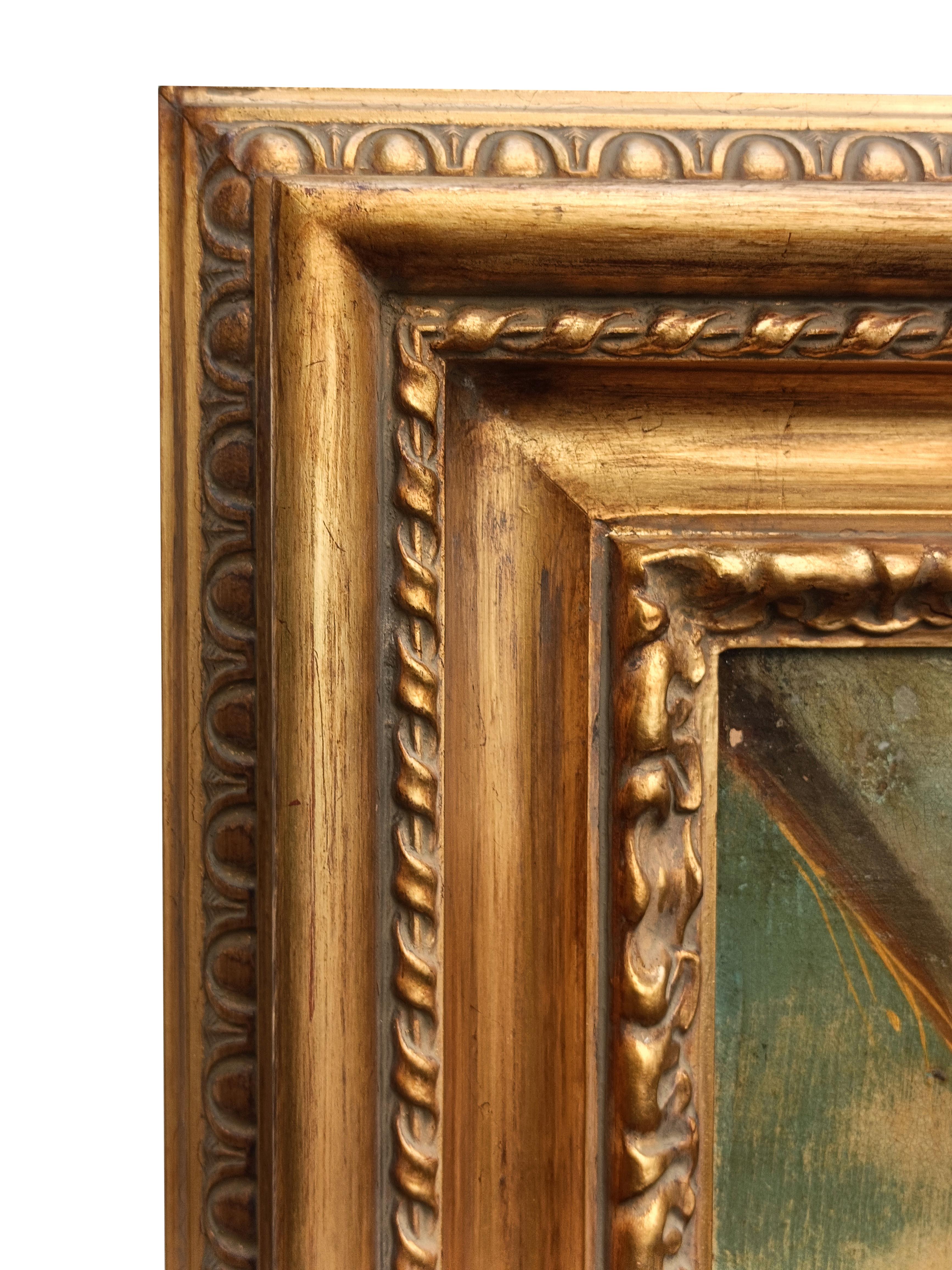 RETRATO DE CHICA - Venetian School  - Óleo sobre lienzo Pintura figurativa italiana en venta 3