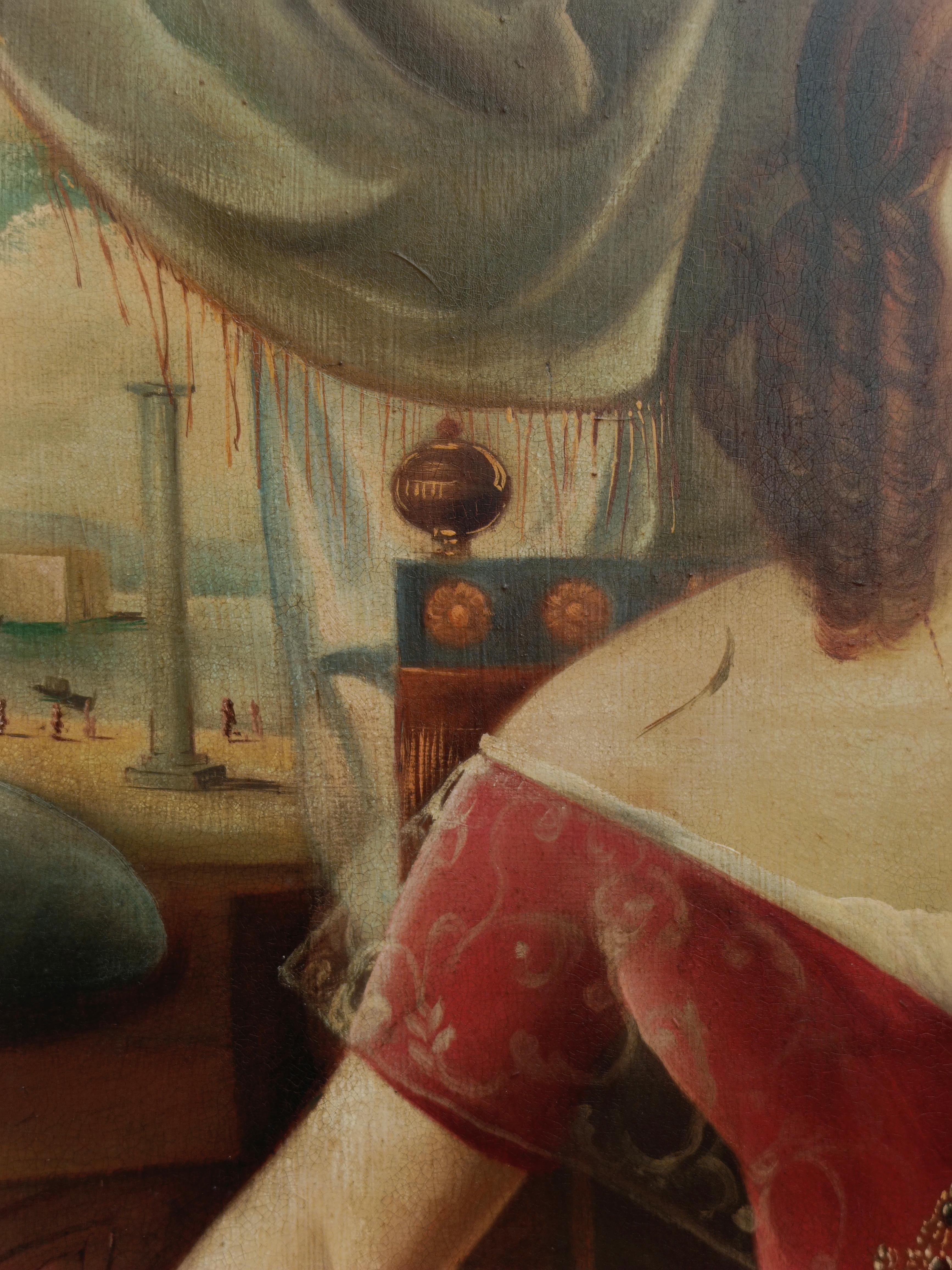 RETRATO DE CHICA - Venetian School  - Óleo sobre lienzo Pintura figurativa italiana en venta 6