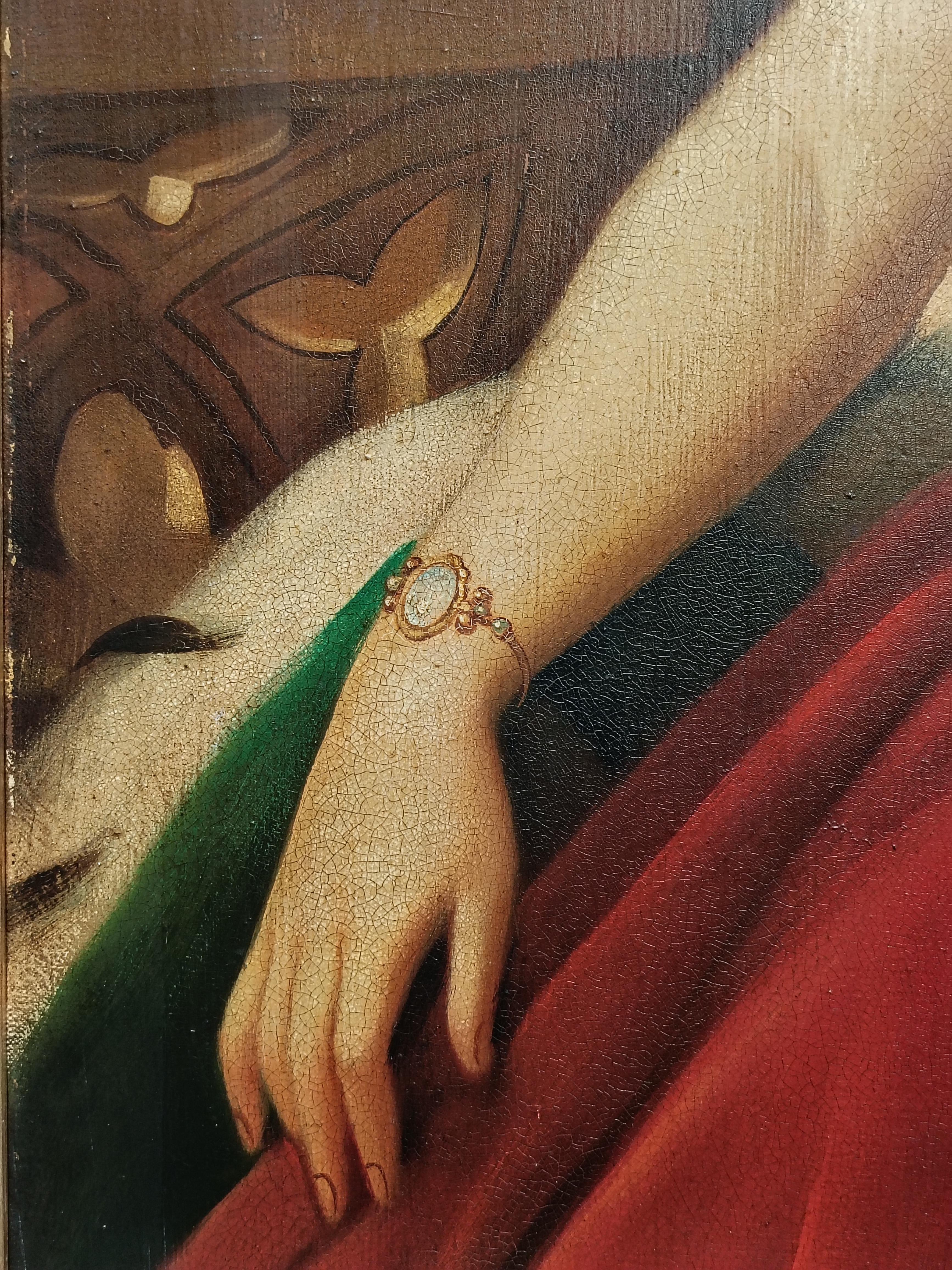 RETRATO DE CHICA - Venetian School  - Óleo sobre lienzo Pintura figurativa italiana en venta 7