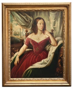 RETRATO DE CHICA - Venetian School  - Óleo sobre lienzo Pintura figurativa italiana