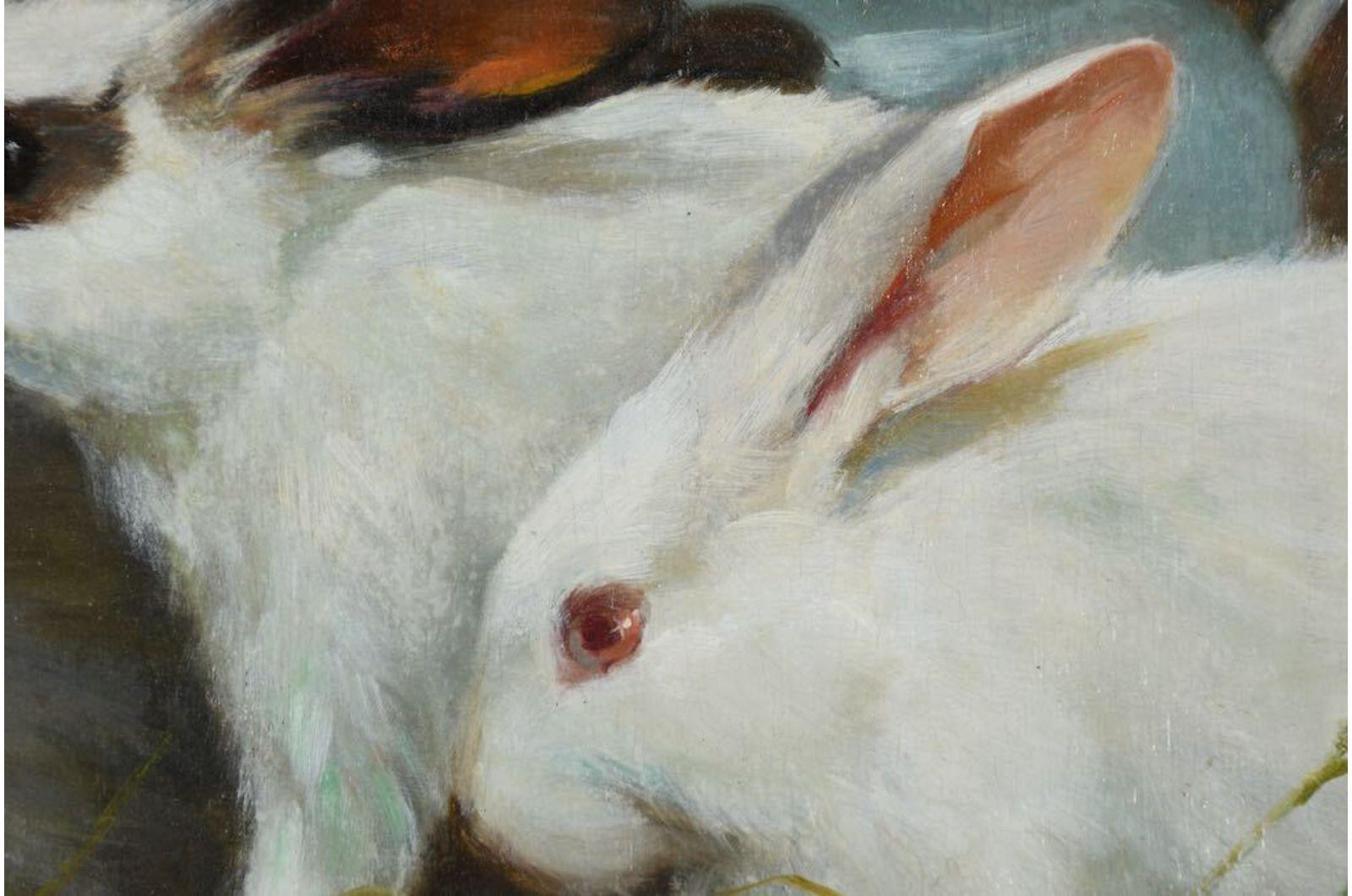 Giovanni Sanvitale Painting Rabbits, Oil on Wood Panel 1H29 2