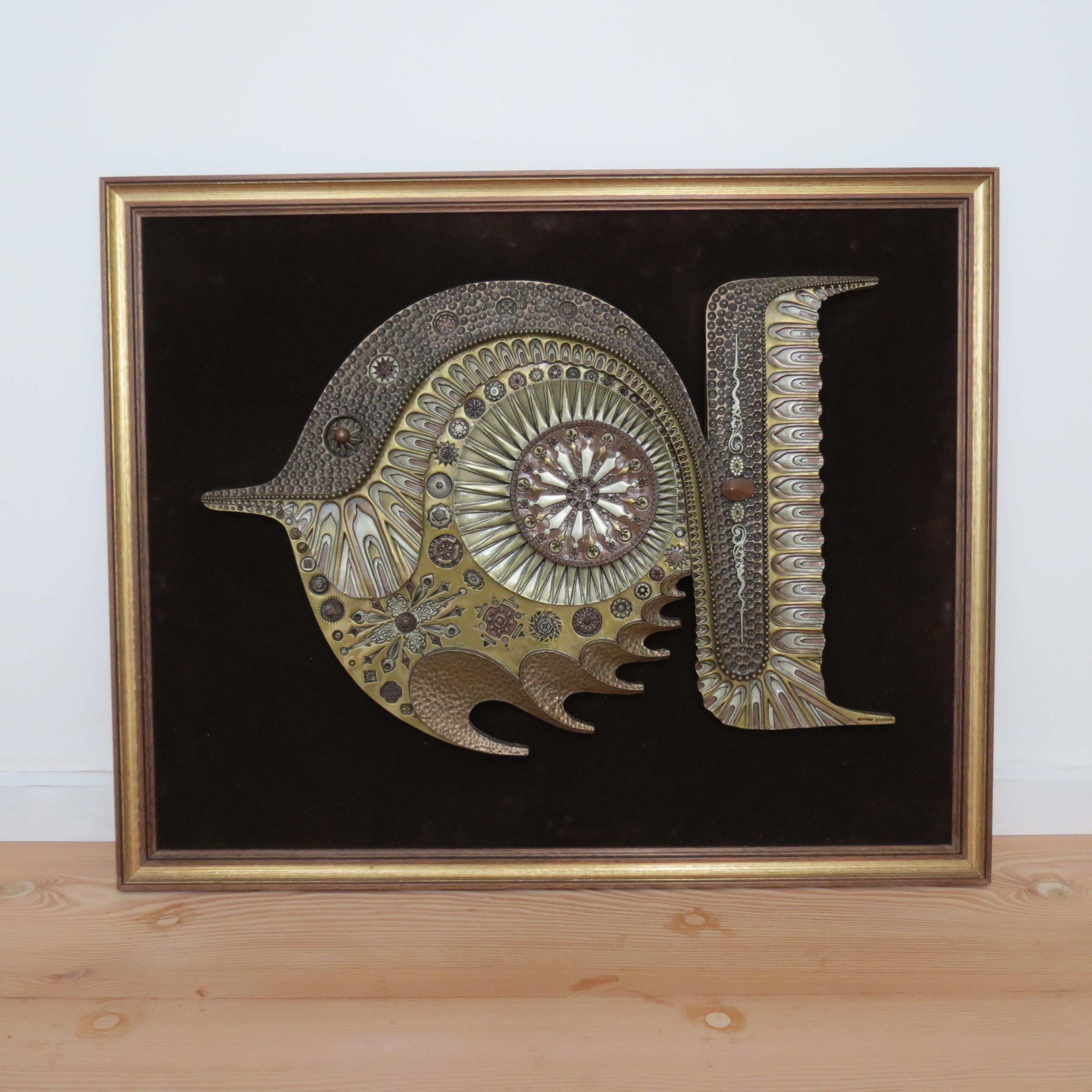 Giovanni  Schoeman Brutalist Cold Cast Metall Skulptur Fisch Wandbehang im Angebot 5