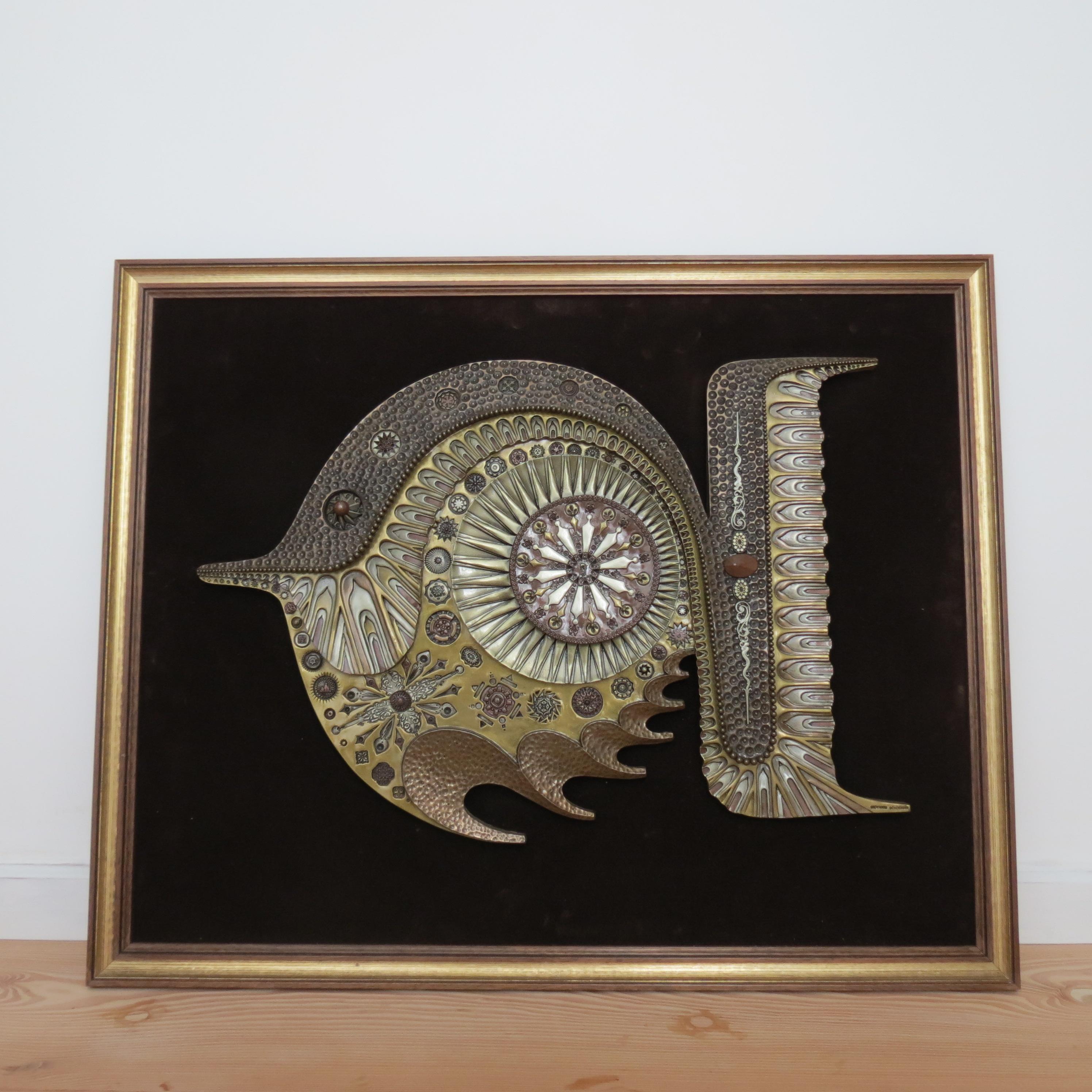 Giovanni  Schoeman Brutalist Cold Cast Metall Skulptur Fisch Wandbehang im Angebot 7