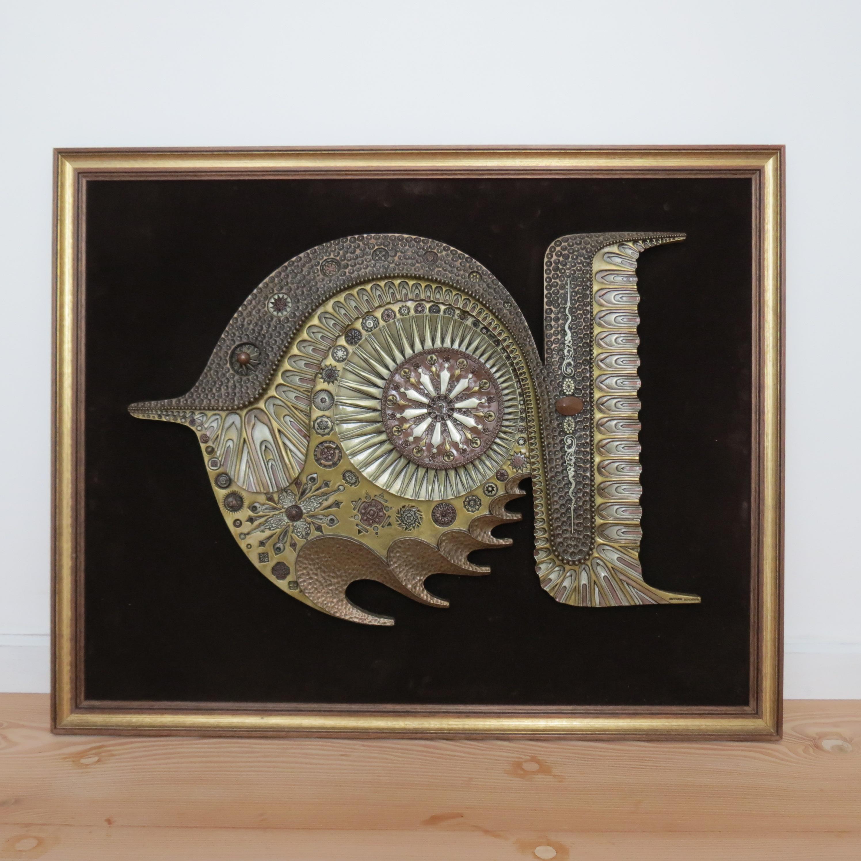 Giovanni  Schoeman Brutalist Cold Cast Metall Skulptur Fisch Wandbehang (Brutalismus) im Angebot