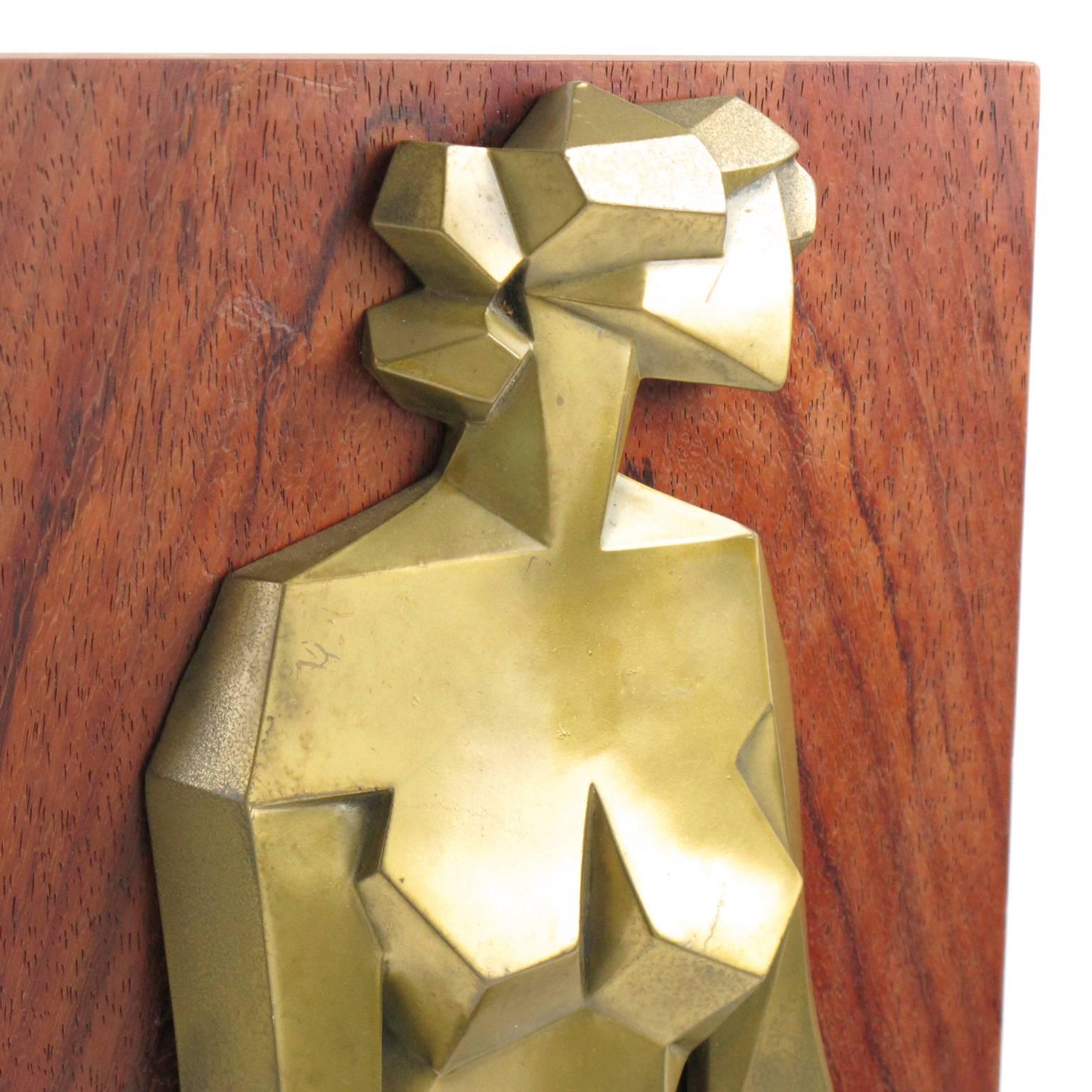 Late 20th Century Giovanni Schoeman Modernist Nude Lady Cubist Sculpture Cast Resin Bronze