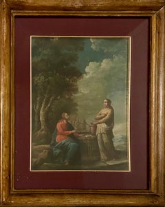 "Jesus and the Samaritan woman at Jacob's well", oil on canvas from early 17th c