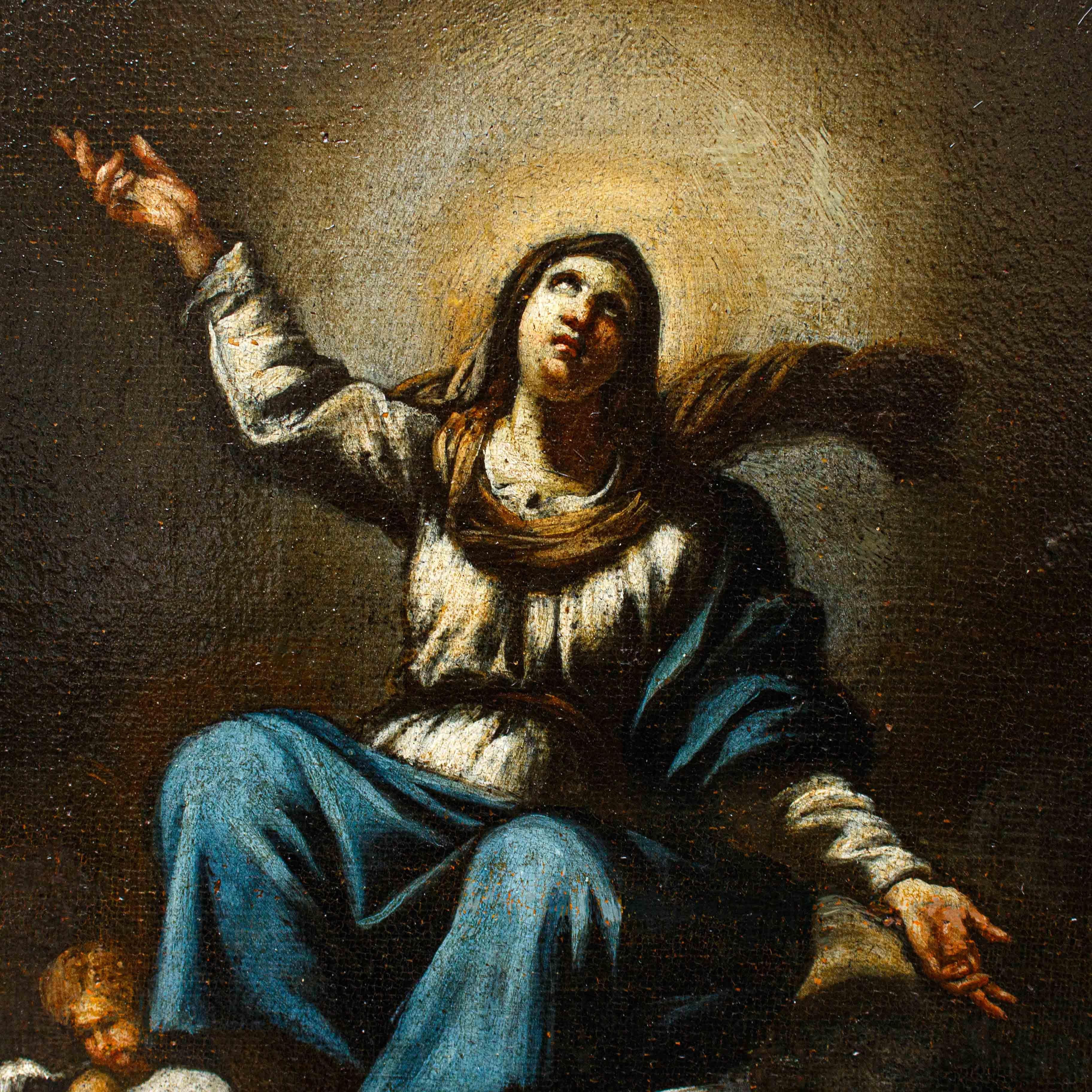Vierge immaculée dans une guirlande, peinture de Giovanni Stanchi et Girolamo Pesci en vente 6