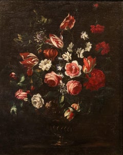 Still-Life Flowers Stanchi Paint 17th Century Oil on canvas Old master Italy Art