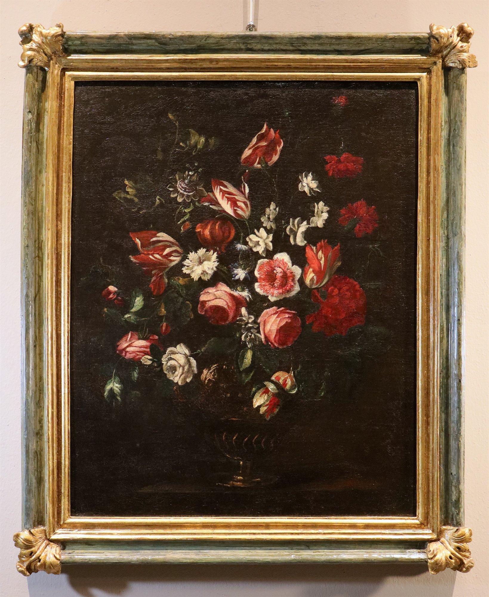 Still-Life Flowers Stanchi Paint 17th Century Oil on canvas Old master Italy Art