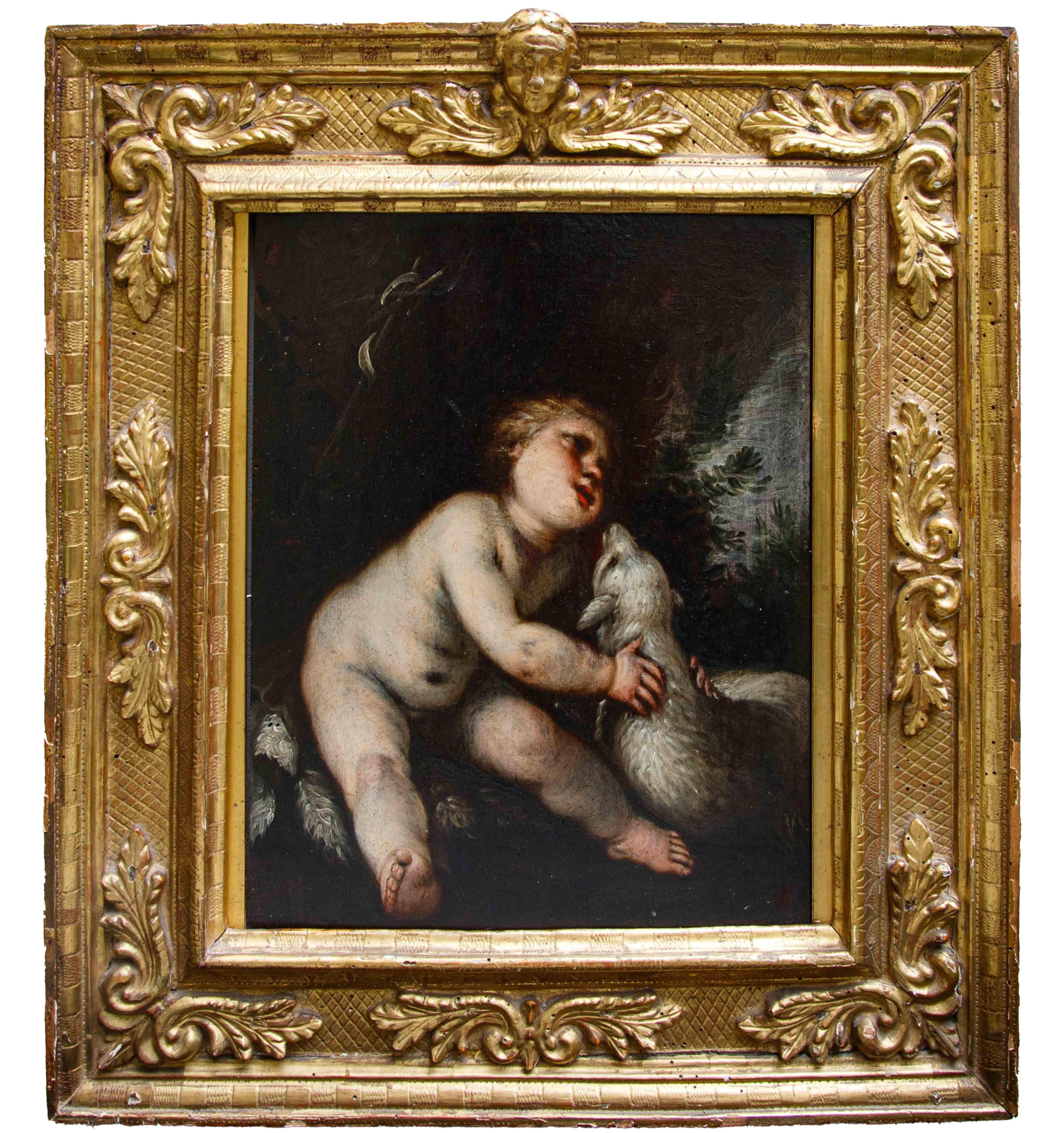 Giovanni Stefano Danedi detto il Montalto Figurative Painting – San Giovannino e l'agnello Tafel von Giovanni Stefano Danedi bekannt als Montalto