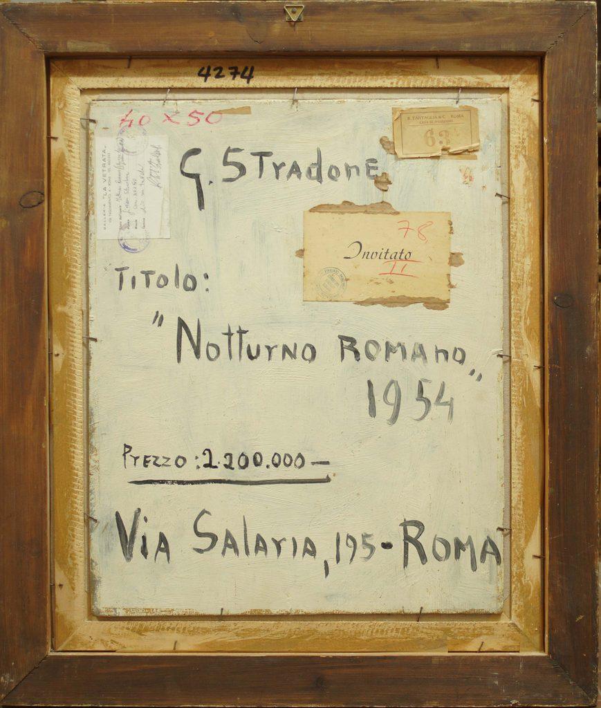 La nuit romaine - Huile sur toile de Giovanni Stradone - 1954 en vente 1
