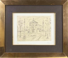 Church – Radierung von Giovanni Stradone – Mitte des 20. Jahrhunderts