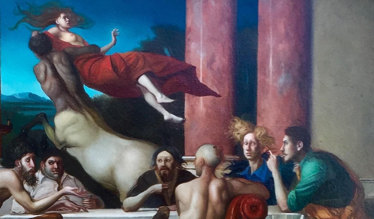 Alle Nozze di Piritoo - Étude à l'huile - Mythologie - Rome - Italie  En stock - Contemporain Painting par Giovanni Tommasi Ferroni