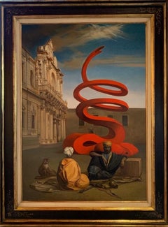 Peinture à l'huile de Arredo Urbano, Rome, Italie, portrait de singe surréaliste, en stock