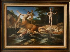 Atteone Acteon - Peinture à l'huile contemporaine de la mythologie grecque de la Rome - En stock