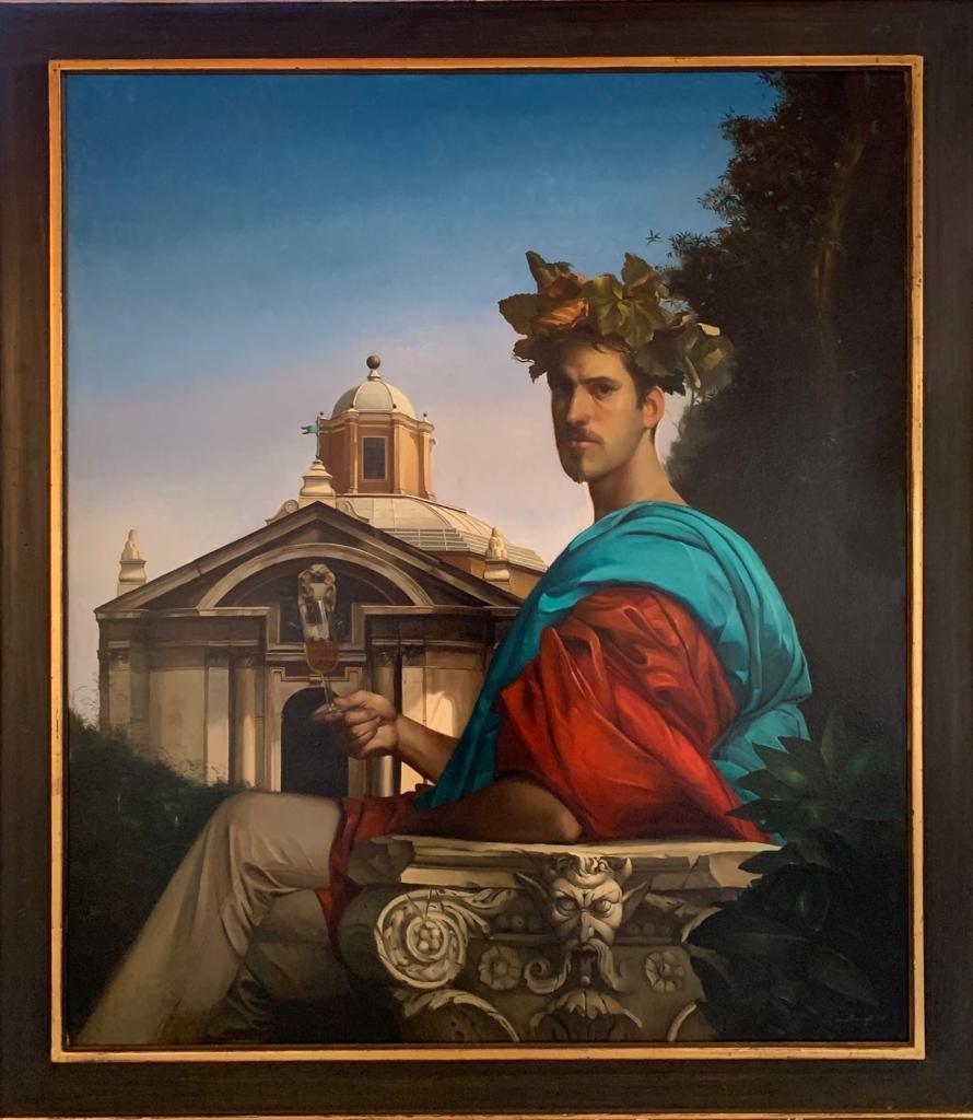 Giovanni Tommasi Ferroni Portrait Painting - Autoritratto Selfportrait Oil on Canvas Portrait Rome Contemporary In Stock