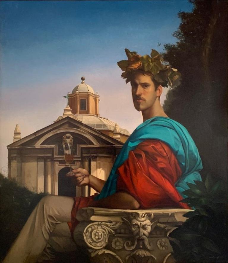 Autoritratto Selfportrait Oil on Canvas Portrait Rome Contemporary In Stock - Painting by Giovanni Tommasi Ferroni