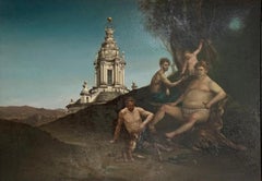 Baccanale Romano Pittura a olio su tela Mitologia Roma Paesaggio In magazzino