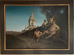 Baccanale Romano Pittura a olio su tela Mitologia Roma Paesaggio In magazzino
