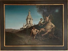 Peinture à l'huile sur toile de Baccanale Romano, paysage de Rome, mythologie, en stock