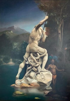 Capricio Oil Painting on Canvas Framed Mythology Rome Landscape In Stock