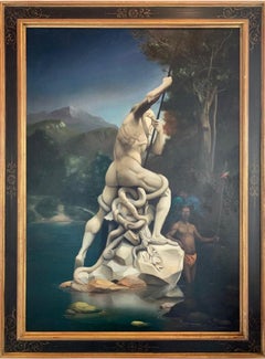 Capricio Pintura al Óleo sobre Lienzo Enmarcado Mitología Roma Paisaje En Stock