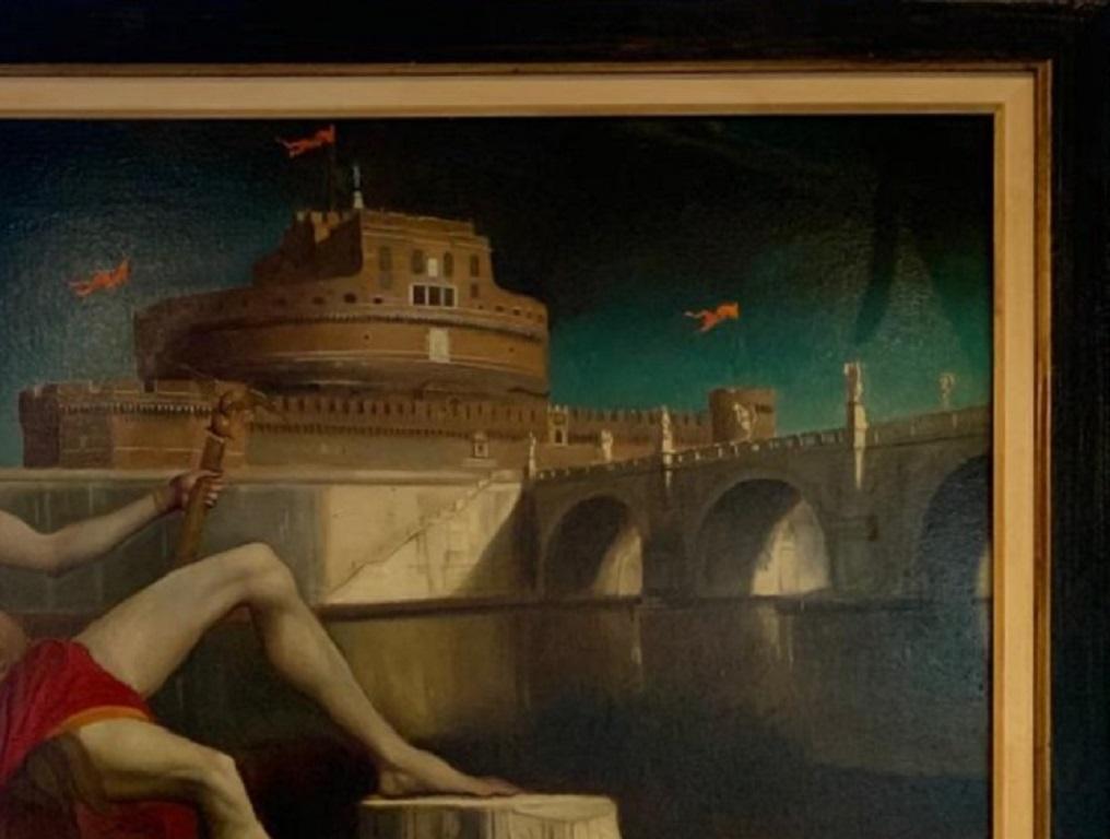 Divus Teberinus Selportrait Città di Roma Contemporaneo Dipinto ad olio In magazzino
Giovanni Tommasi Ferroni (1967, Roma) discende da una famiglia artistica toscana. Il nonno, il padre, la sorella e lo zio sono tutti pittori e scultori di talento e