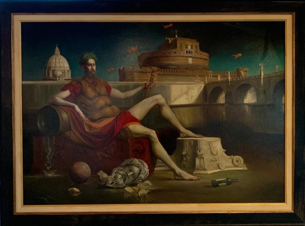 Divus Teberinus: „S Selportrait City Rome“, zeitgenössische Ölgemälde, auf Lager
