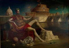 Divus Teberinus Selportrait City Rome Contemporary Oil Paint In Stock