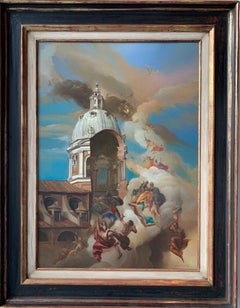 Fuga degli Affreschi da Ignazio Oil Painting on Canvas Rome In Stock