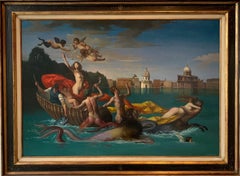 Peinture à l'huile italienne contemporaine triomphe Il Trionfo di Galatea, en stock