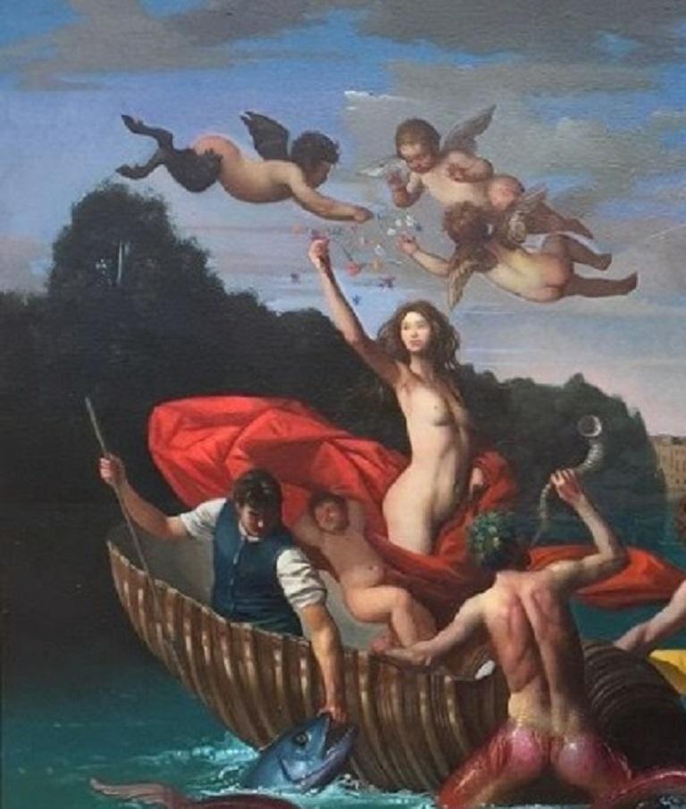 Il Trionfo di Galatea Pittura ad olio contemporanea In magazzino - Painting Contemporaneo di Giovanni Tommasi Ferroni