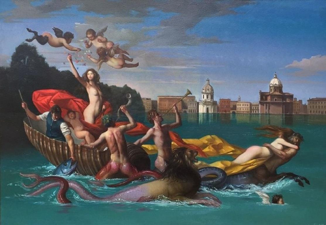Il Trionfo di Galatea Pittura ad olio contemporanea In magazzino - Painting di Giovanni Tommasi Ferroni