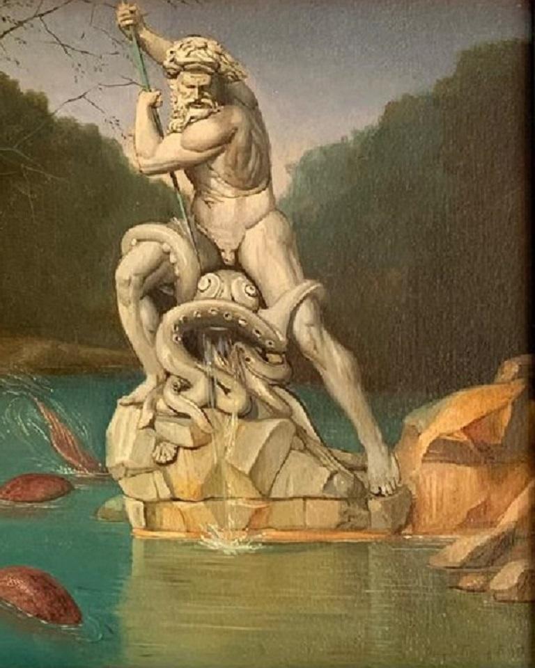 Il Tritone i Neptuno Neptune, Wasser-Ölgemälde auf Leinwand, Rom, auf Lager (Zeitgenössisch), Painting, von Giovanni Tommasi Ferroni