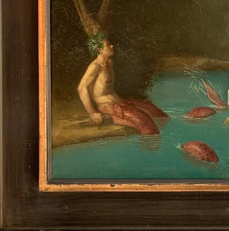 Il Tritone i Neptuno Neptune, Wasser-Ölgemälde auf Leinwand, Rom, auf Lager (Braun), Landscape Painting, von Giovanni Tommasi Ferroni