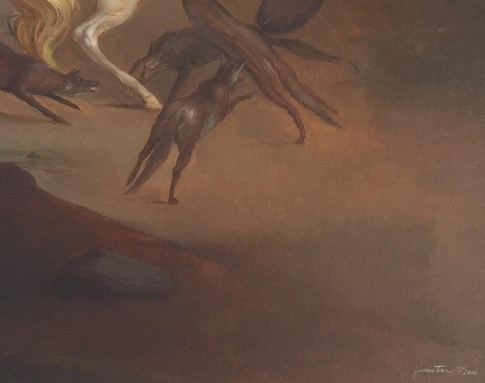 L'Ora tra Cane e Lupo Hour between Dog  and Wolf Oil Painting Mythology In Stock - Black Figurative Painting by Giovanni Tommasi Ferroni
