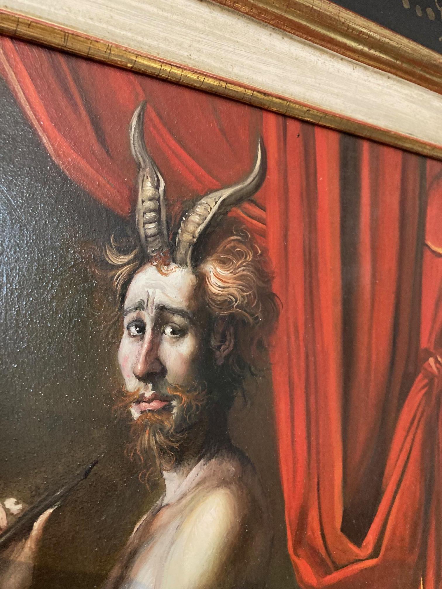 Marsia Prima Della Sfida Pintura al Óleo sobre Lienzo Mitología Mito En Stock - Painting Contemporáneo de Giovanni Tommasi Ferroni