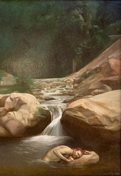 Naufrago in un Ruscello Oil Painting on Canvas Rome In Stock