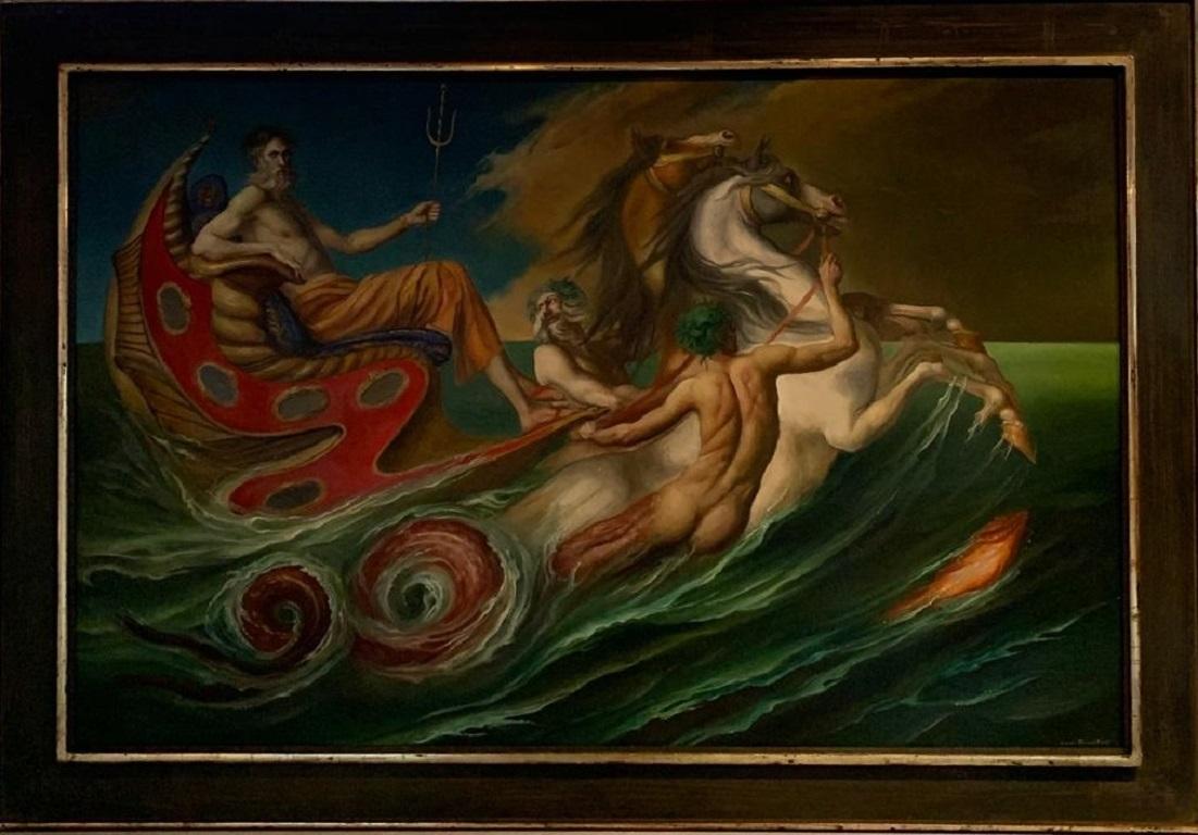 Giovanni Tommasi Ferroni Landscape Painting - Nettuno Ovvero Neptune Oil Painting Sea Contemporary In Stock