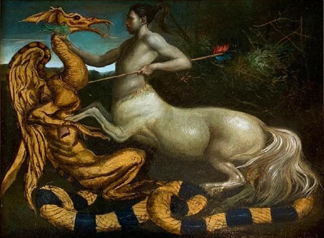 Sagittoria nell anno del Drago Pintura al Óleo sobre Lienzo Mito del Dragón En Stock - Painting de Giovanni Tommasi Ferroni