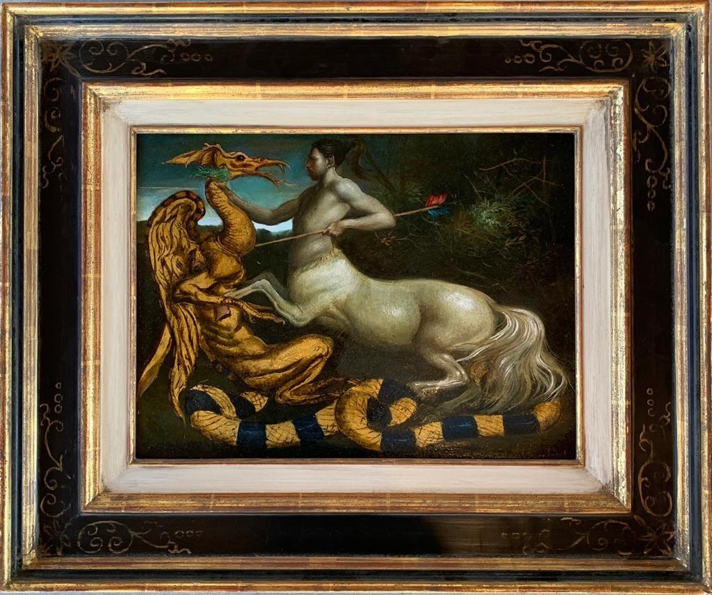 Sagittoria nell anno del Drago Oil Painting on Canvas Dragon Myth In Stock