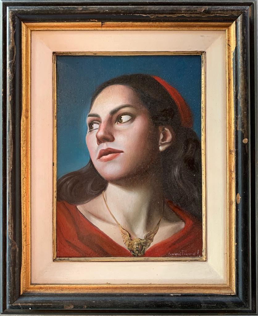 Giovanni Tommasi Ferroni Portrait Painting - Senza Titolo 4 Oil Paint on Copper Portrait In Stock 