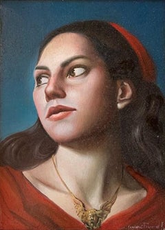 Senza Titolo 4 Peinture à l'huile sur cuivre Portrait en stock