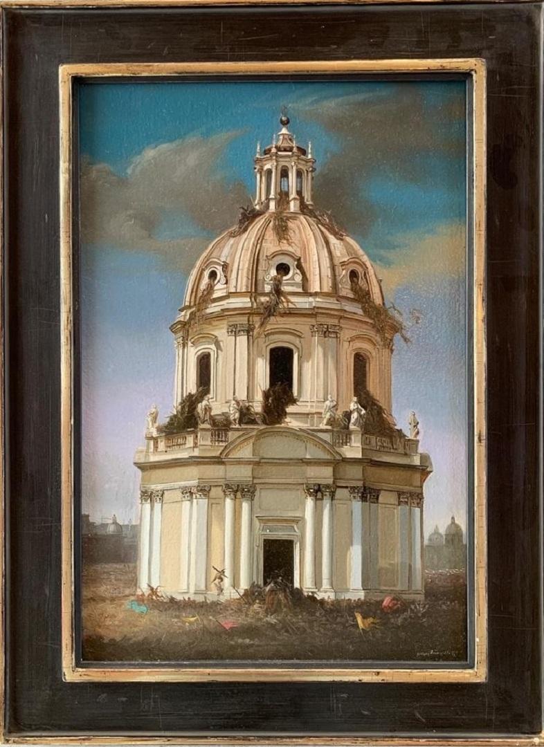 Giovanni Tommasi Ferroni Landscape Painting - Senza Titolo Oil Painting on Canvas Rome Architecture In Stock