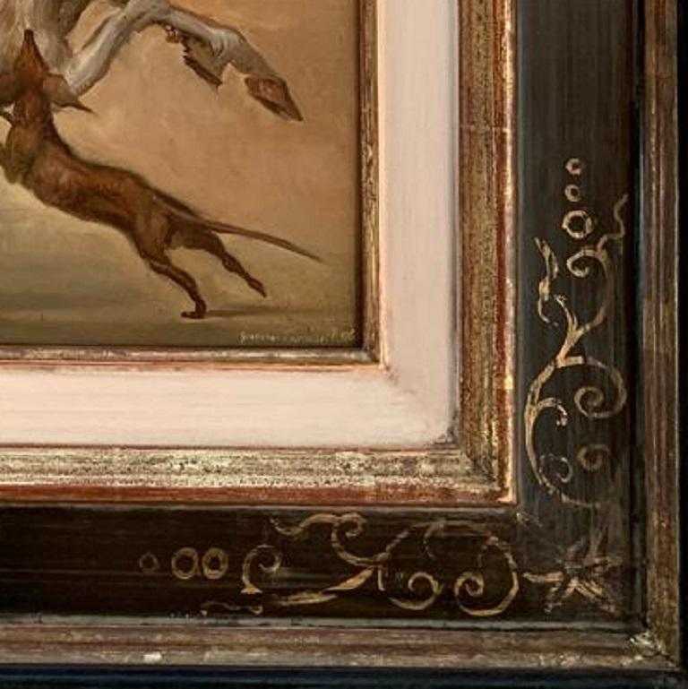 Sui Monti Delta Licia Mitologia Pittura ad olio Leone Cane Serpente Roma In magazzino - Animal Painting Marrone di Giovanni Tommasi Ferroni