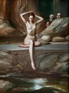 Susanna ei Vecchoni  Old People Oil Painting Rome Contemporary In Stock