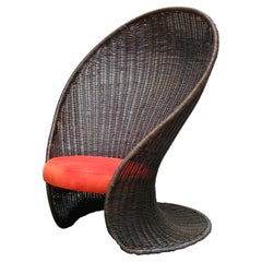 Giovanni Travasa per Vittorio Bonacina Poltrona in Rattan "Foglia", Italia 1960s